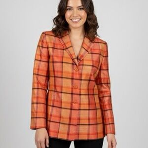 Carlisle SILK Plaid Orange Women's Blazer